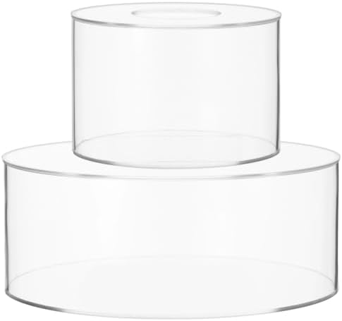 2 PCS Acrylic Cake Stand, 8/12 Inch Clear Cake Stand Fillable Cake Riser Round 2 Tier Case Box for Birthday, alternate view 6