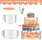 2 Pcs Acrylic Cake Stands for Dessert Table Clear Fillable Cake Riser Cupcake Tier with LED Strings for Birthday, alternate