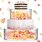 2 Pcs Acrylic Cake Stands for Dessert Table Clear Fillable Cake Riser Cupcake Tier with LED Strings for Birthday
