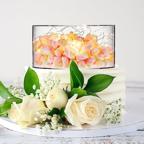 2 Pcs Acrylic Cake Stands for Dessert Table Clear Fillable Cake Riser Cupcake Tier with LED Strings for Birthday, alternate