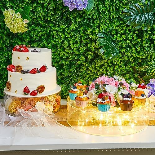 2 Pcs Acrylic Cake Stands for Dessert Table Clear Fillable Cake Riser Cupcake Tier with LED Strings for Birthday, alternate