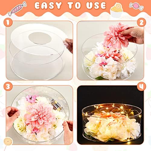 2 Pcs Acrylic Cake Stands for Dessert Table Clear Fillable Cake Riser Cupcake Tier with LED Strings for Birthday, alternate