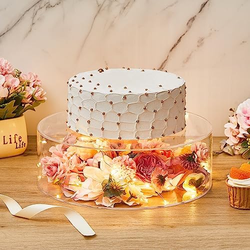 2 Pcs Acrylic Cake Stands for Dessert Table Clear Fillable Cake Riser Cupcake Tier with LED Strings for Birthday, alternate
