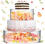 2 Pcs Acrylic Cake Stands for Dessert Table Clear Fillable Cake Riser Cupcake Tier with LED Strings for Birthday