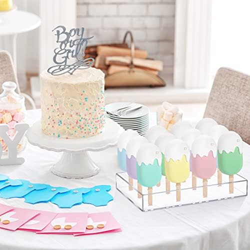 2 Pcs Acrylic Cakesicle Stand Display with 100 Wood Sticks in mainly clear and wood color, alternate view 2
