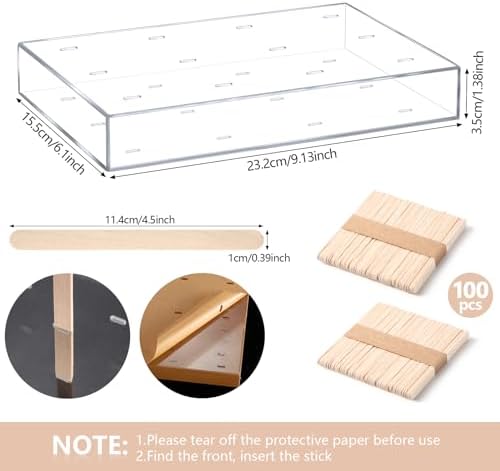 2 Pcs Acrylic Cakesicle Stand Display with 100 Wood Sticks in mainly clear and wood color, alternate view 3
