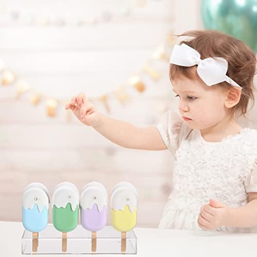 2 Pcs Acrylic Cakesicle Stand Display with 100 Wood Sticks in mainly clear and wood color, alternate view 5