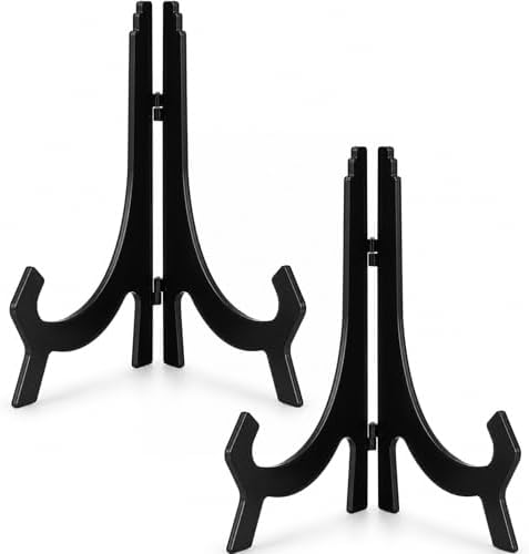 2 Pcs Acrylic Easel Stand 9.8 Inch Black, Plate Display Holder in Black