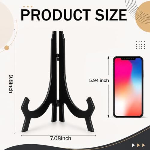 2 Pcs Acrylic Easel Stand 9.8 Inch Black, Plate Display Holder in Black, alternate view 3