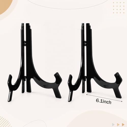 2 Pcs Acrylic Easel Stand 9.8 Inch Black, Plate Display Holder in Black, alternate view 4