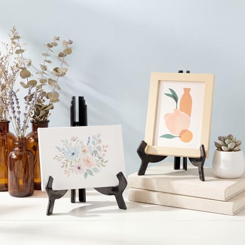 2 Pcs Acrylic Easel Stand 9.8 Inch Black, Plate Display Holder in Black, alternate view 5