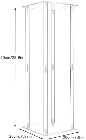 2 Pcs Acrylic Vase Wedding Centrepieces, 23.6in Clear Column Flower Stand Rectangular Display Rack, Cylinder, alternate view