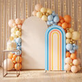 2 Pcs Arch Backdrop Cover Fabric, Beige Blue,7.2ft+6ft
