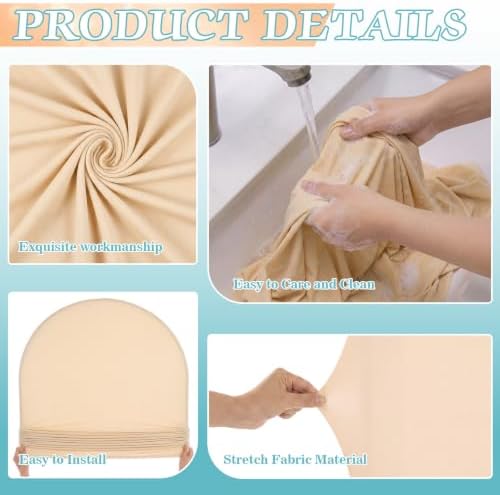 2 Pcs Arch Backdrop Cover Fabric, Beige Blue,7.2ft+6ft, alternate view 4