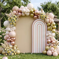 2 Pcs Arch Backdrop Cover Fabric, Beige Brown,7.2ft+6ft