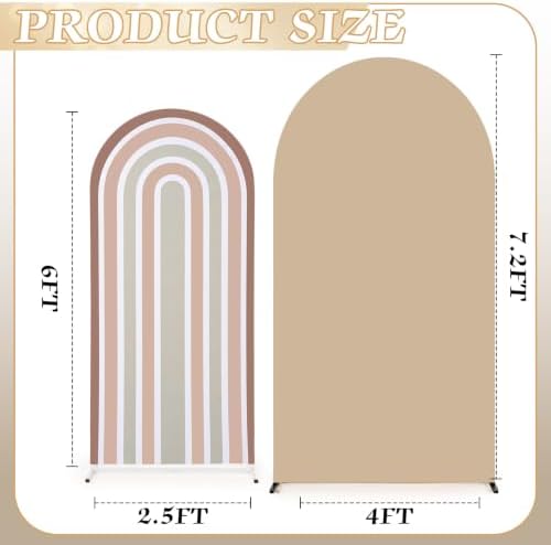 2 Pcs Arch Backdrop Cover Fabric, Beige Brown,7.2ft+6ft, alternate view 2