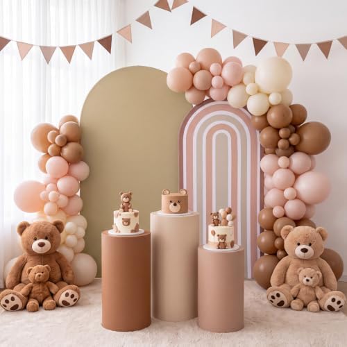 2 Pcs Arch Backdrop Cover Fabric, Beige Brown,7.2ft+6ft, alternate view 4