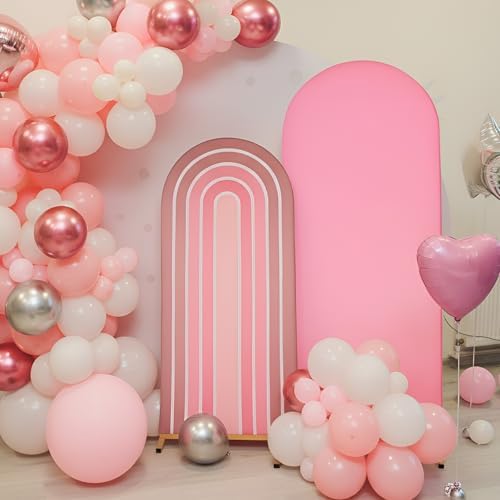2 Pcs Arch Backdrop Cover Fabric, Brown Pink,7.2ft+6ft, alternate view 3