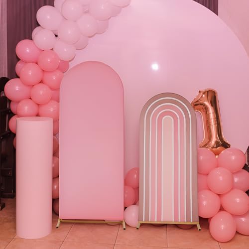 2 Pcs Arch Backdrop Cover Fabric, Brown Pink,7.2ft+6ft, alternate view 6
