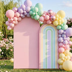 2 Pcs Arch Backdrop Cover Fabric, Macaroon Pink,6ft+5ft