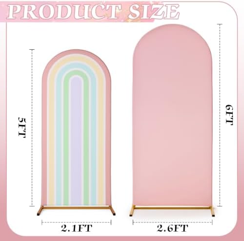 2 Pcs Arch Backdrop Cover Fabric, Macaroon Pink,6ft+5ft, alternate view 2