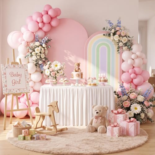 2 Pcs Arch Backdrop Cover Fabric, Macaroon Pink,6ft+5ft, alternate view 5