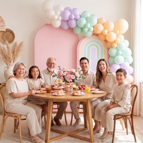 2 Pcs Arch Backdrop Cover Fabric, Macaroon Pink,6ft+5ft, alternate view 7