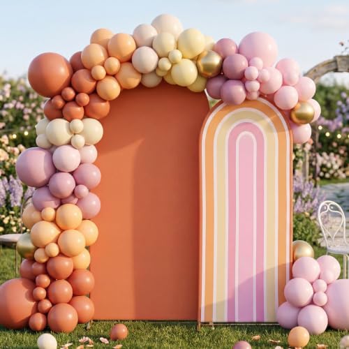 2 Pcs Arch Backdrop Cover Fabric, Orange Groovy,7.2ft+6ft