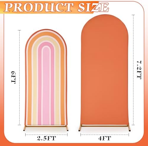 2 Pcs Arch Backdrop Cover Fabric, Orange Groovy,7.2ft+6ft, alternate view 2