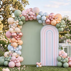 2 Pcs Arch Backdrop Cover Fabric, Sage Green,7.2ft+6ft