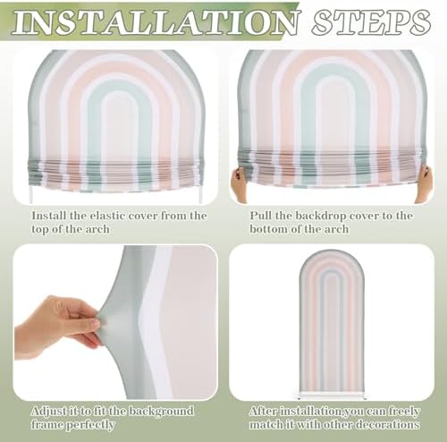2 Pcs Arch Backdrop Cover Fabric, Sage Green,7.2ft+6ft, alternate view 3