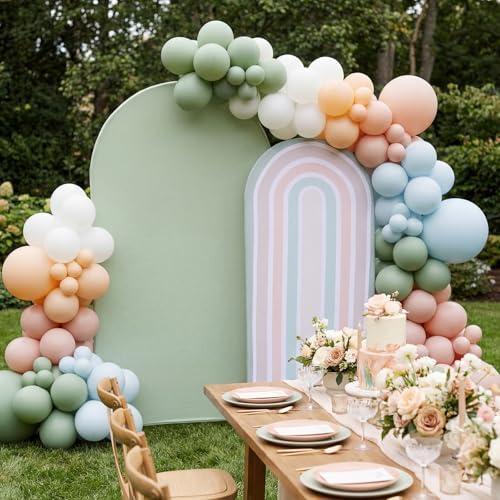 2 Pcs Arch Backdrop Cover Fabric, Sage Green,7.2ft+6ft, alternate view 6