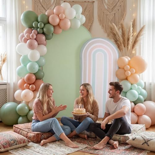 2 Pcs Arch Backdrop Cover Fabric, Sage Green,7.2ft+6ft, alternate view 7