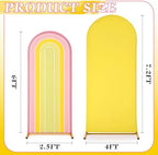 2 Pcs Arch Backdrop Cover Fabric, Yellow Pink,7.2ft+6ft, alternate view 2