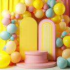 2 Pcs Arch Backdrop Cover Fabric, Yellow Pink,7.2ft+6ft, alternate view 3