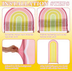 2 Pcs Arch Backdrop Cover Fabric, Yellow Pink,7.2ft+6ft, alternate view 4