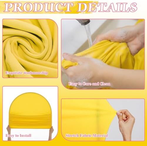 2 Pcs Arch Backdrop Cover Fabric, Yellow Pink,7.2ft+6ft, alternate view 5
