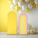 2 Pcs Arch Backdrop Cover Fabric, Yellow Pink,7.2ft+6ft, alternate view 6