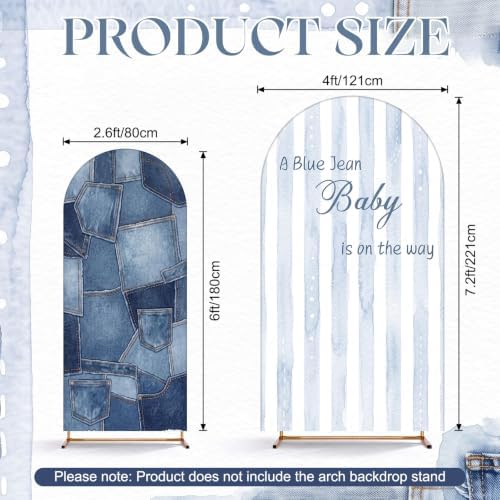 2 Pcs Arch Cover Backdrop, Blue A Blue Jean in 2.6 x 6 ft and 4 x 7.2 ft in Blue, alternate view 2