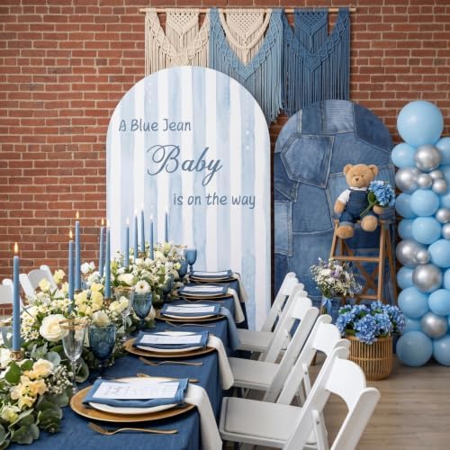 2 Pcs Arch Cover Backdrop, Blue A Blue Jean in 2.6 x 6 ft and 4 x 7.2 ft in Blue, alternate view 3