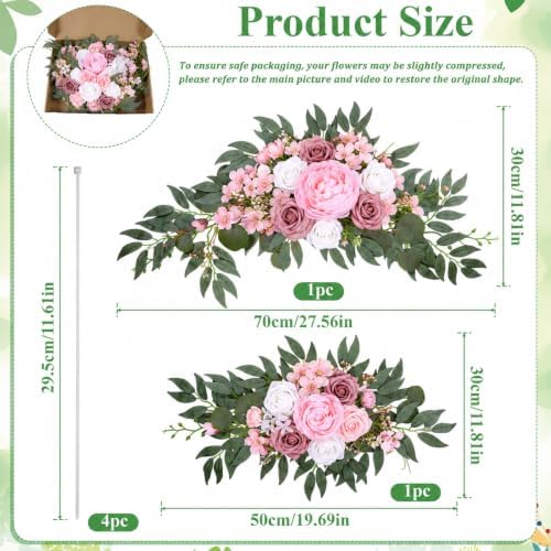 2 PCS Arch Flowers, Artificial Flowers for Wedding Arch Floral Swag Pink for Wedding Welcome Signs, Baby Shower, alternate