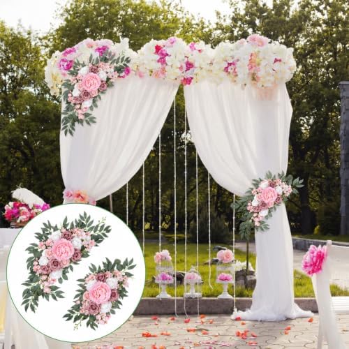2 PCS Arch Flowers, Artificial Flowers for Wedding Arch Floral Swag Pink for Wedding Welcome Signs, Baby Shower, alternate