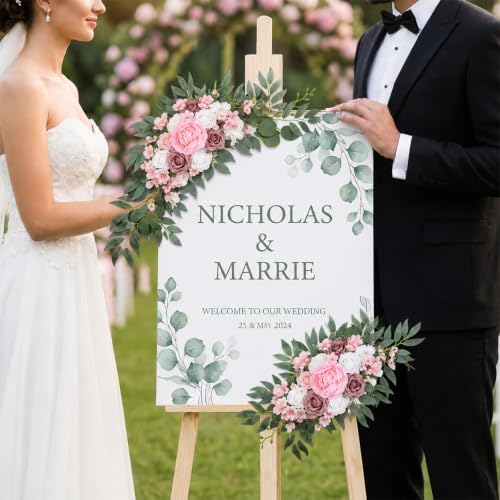 2 PCS Arch Flowers, Artificial Flowers for Wedding Arch Floral Swag Pink for Wedding Welcome Signs, Baby Shower, alternate
