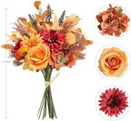 2 Pcs Artificial Fall Flowers Bouquet for Decoration, Fall Fake Silk Flower Arrangement Faux Autumn Flowers Fall, alternate