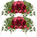 2 Pcs Artificial Peony Eucalyptus Floral Swag for Arch, Red in Red