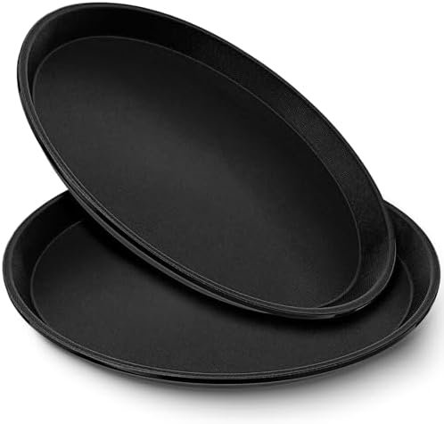 2 Pcs Bar Service Tray Round Plastic Non Slip,11"