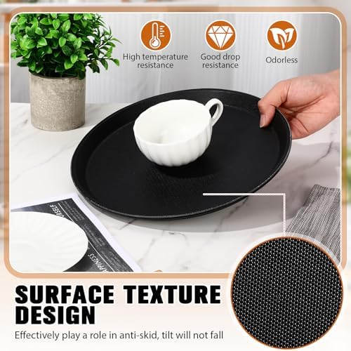2 Pcs Bar Service Tray Round Plastic Non Slip,11", alternate view 4