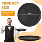 2 Pcs Black Restaurant Serving Trays Bulk, Round Tray, 16 Inch in Black, alternate view 2