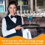 2 Pcs Black Restaurant Serving Trays Bulk, Round Tray, 16 Inch in Black, alternate view 3