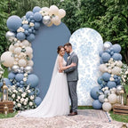 2 Pcs Blue Floral Arch Covers Backdrop 7.2ft 6ft Stretchy Fabric Covers for Ripples Wedding Bridal Shower Baby, alternate